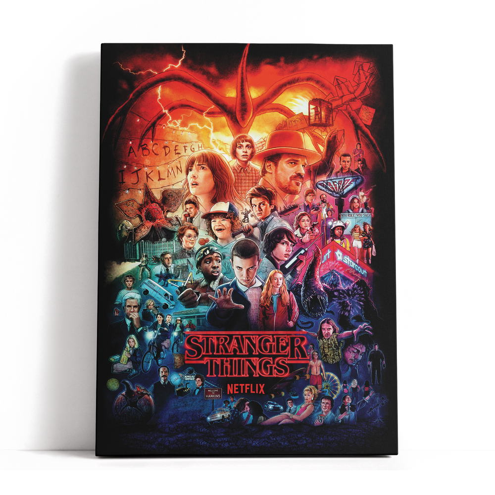 Decorsome x Stranger Things Characters Rectangular Canvas - 12x18 inch Image 1