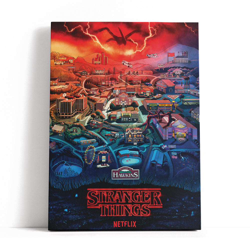 Decorsome x Stranger Things Hawkins Rectangular Canvas - 12x18 inch Image 1