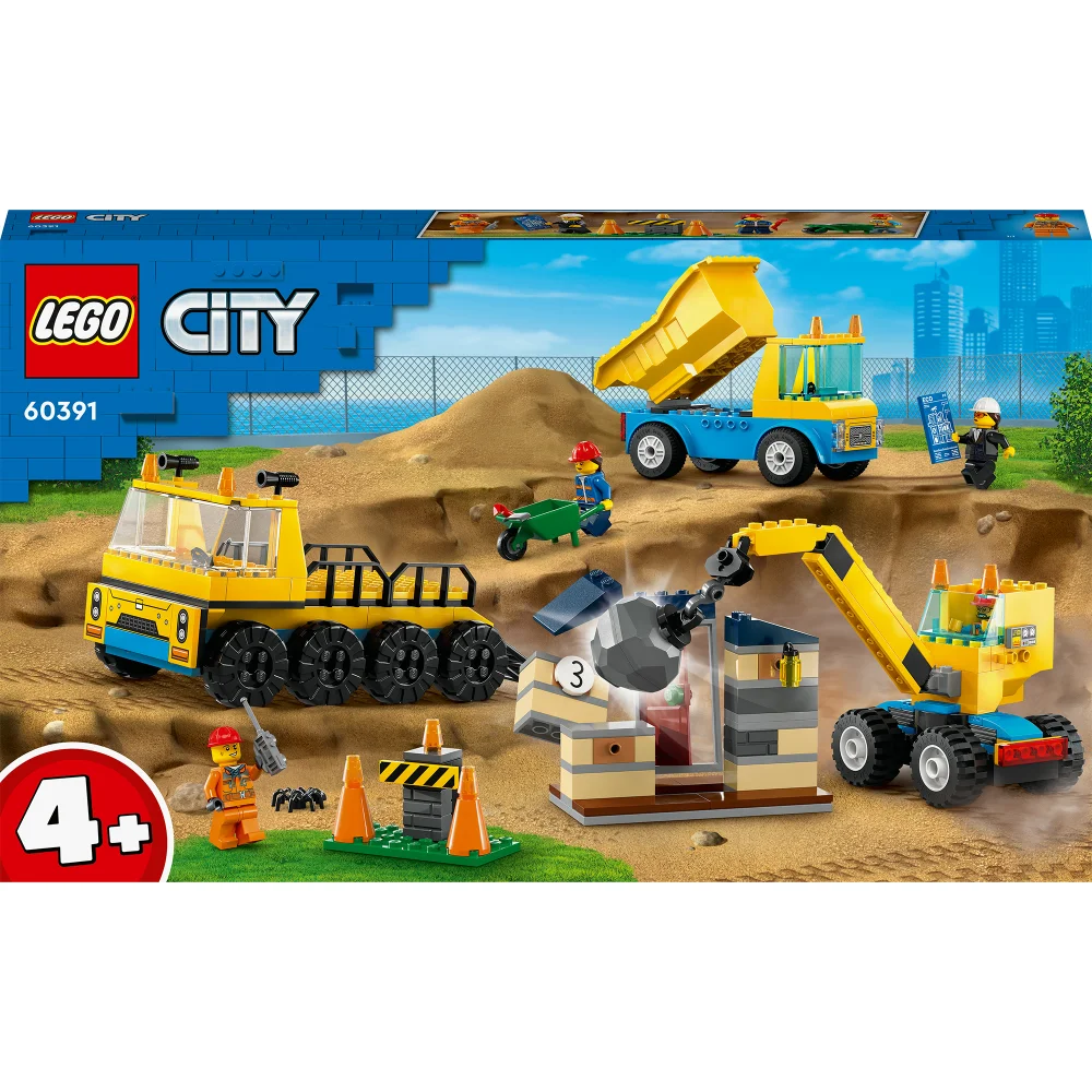 LEGO City: Construction Trucks & Wrecking Ball Crane Toys (60391) Image 1