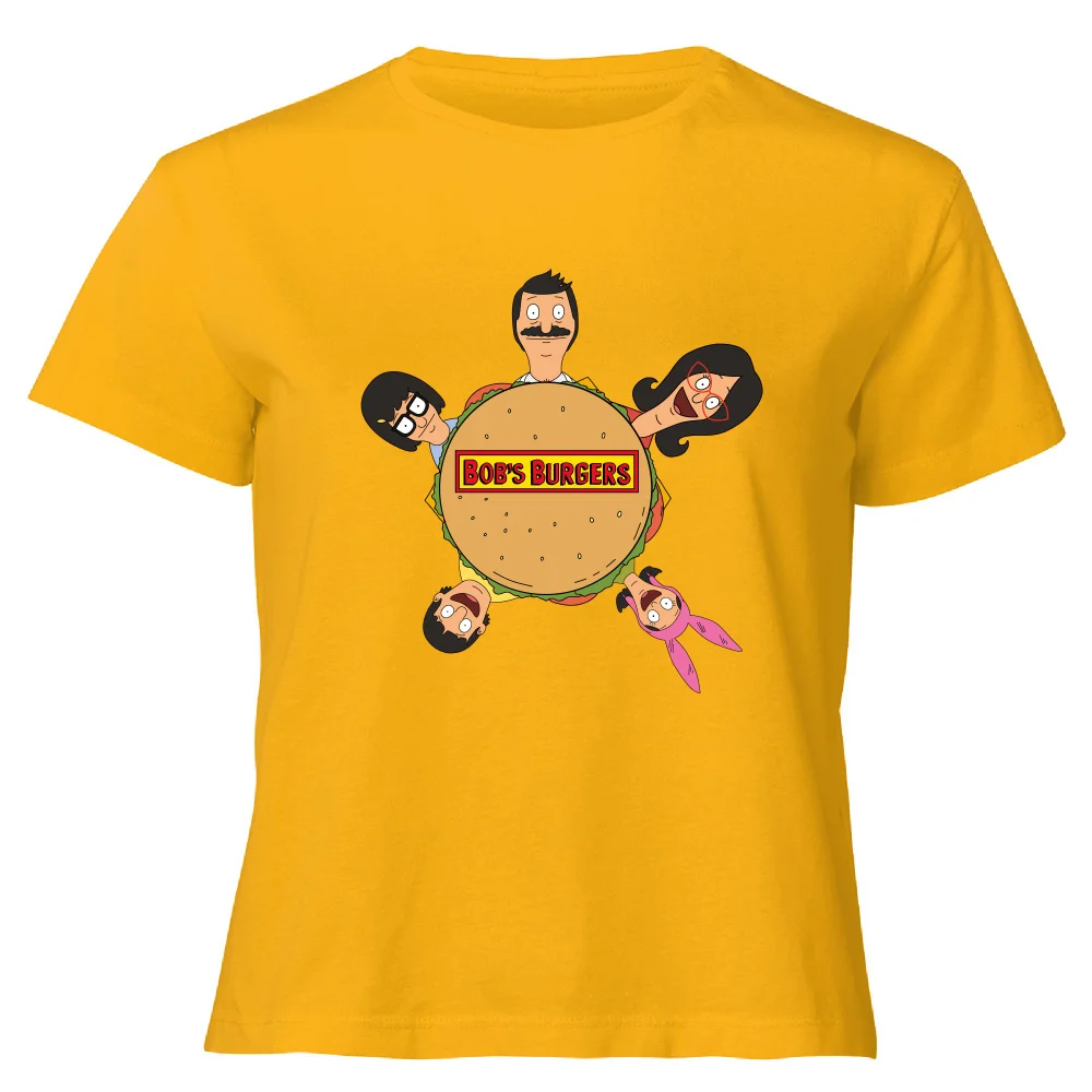 Bob's Burgers Character Burger Women's Cropped T-Shirt - Mustard - XS - Mustard Image 1