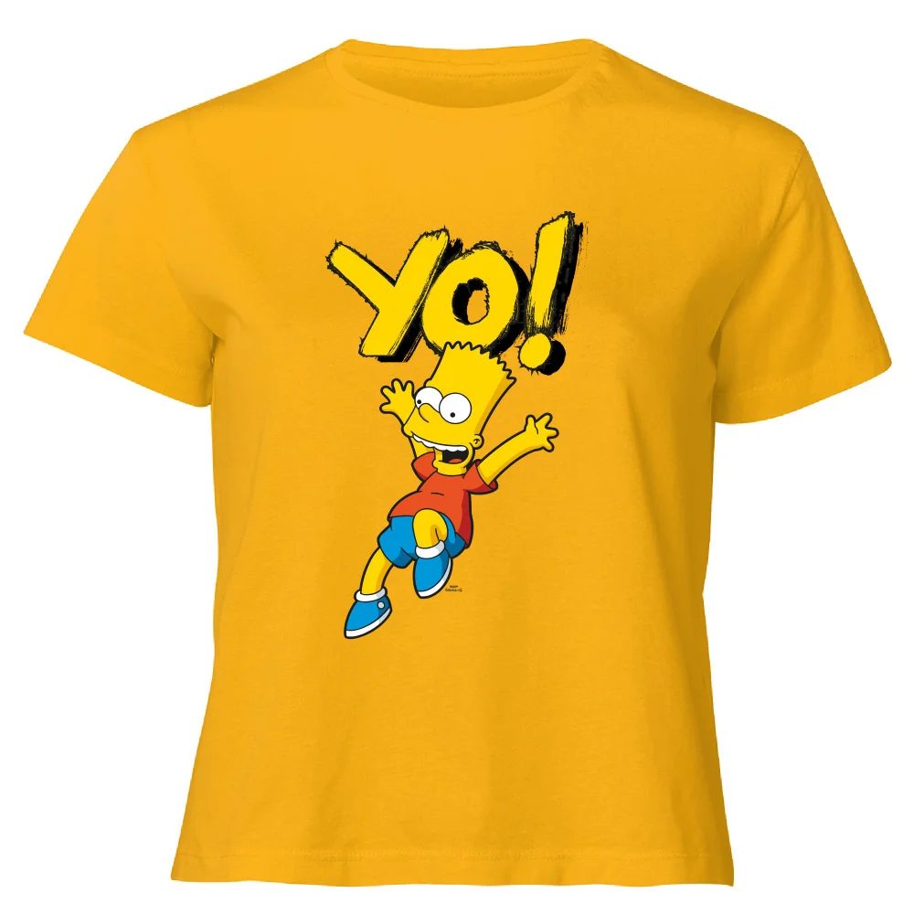 The Simpsons Yo! Bart Women's Cropped T-Shirt - Mustard - XS - Mustard Image 1