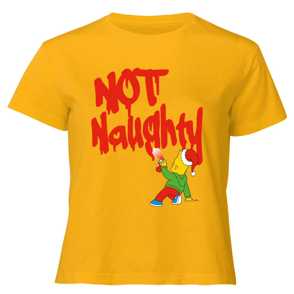 The Simpsons Bart Not Naughty Women's Cropped T-Shirt - Mustard - XS - Mustard Image 1