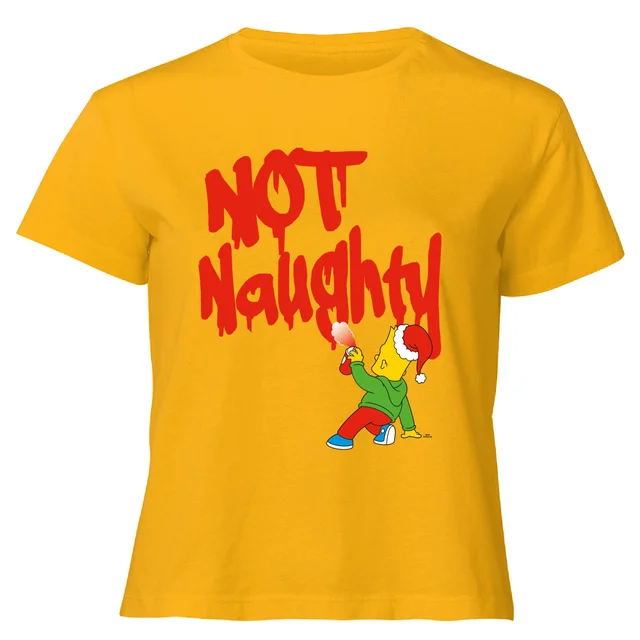 The Simpsons Bart Not Naughty Women's Cropped T-Shirt - Mustard