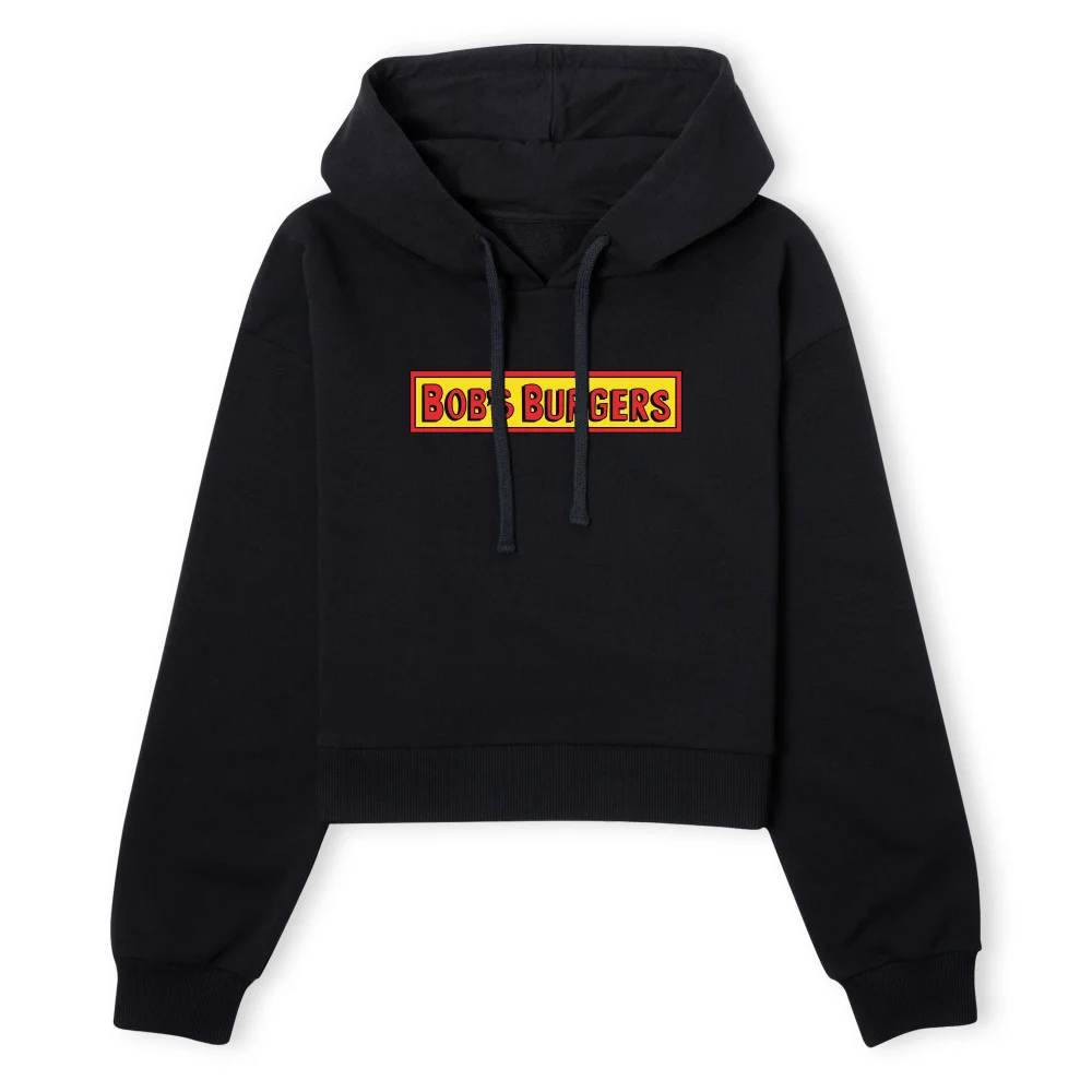 Bob's Burgers Block Logo Women's Cropped Hoodie - Black - XS - Black Image 1