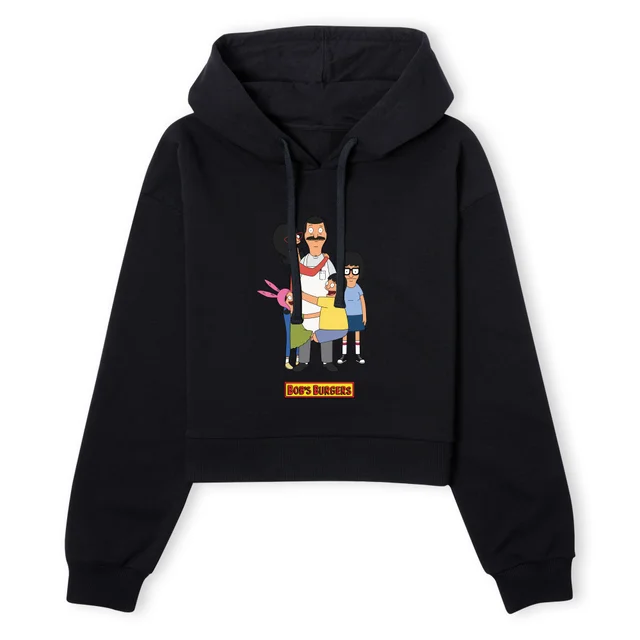 Bob's Burgers Family Women's Cropped Hoodie - Black