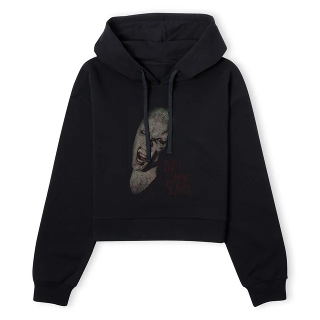 Buffy The Vampire Slayer Distress Spike Women's Cropped Hoodie - Black