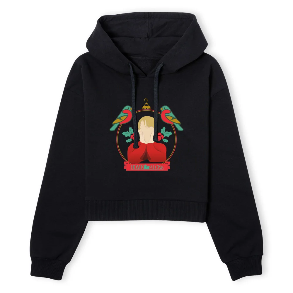 Home Alone Christmas Bauble Women's Cropped Hoodie - Black - XS - Black Image 1