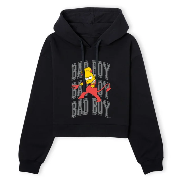 The Simpsons Bad Boy Bart Women's Cropped Hoodie - Black