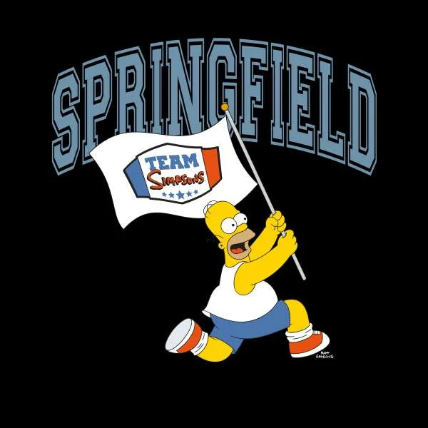 The Simpsons Springfield Team Women's Cropped Hoodie - Black