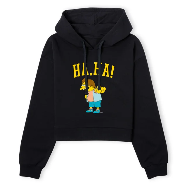 The Simpsons Nelson Ha Ha Women's Cropped Hoodie - Black