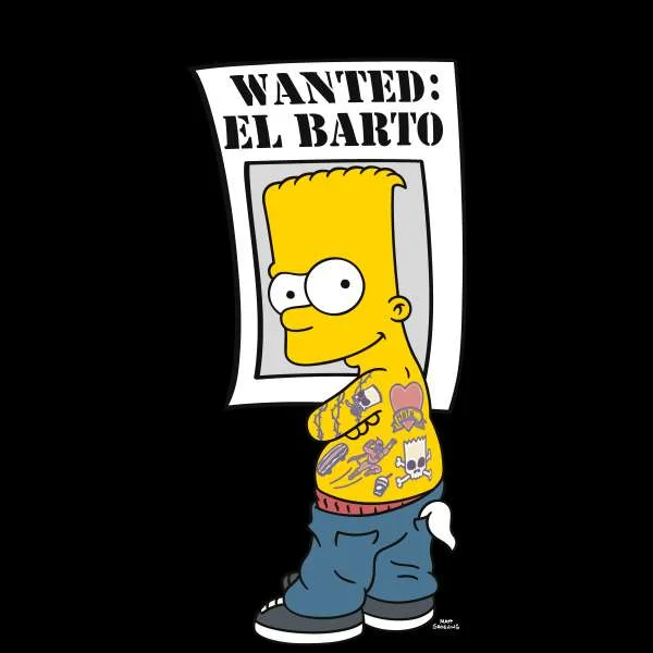 The Simpsons Wanted El Barto Women's Cropped Hoodie - Black