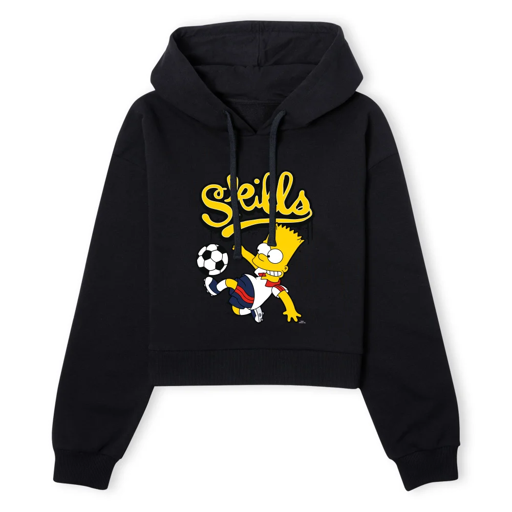 The Simpsons Bart Skills Women's Cropped Hoodie - Black - XS - Black Image 1