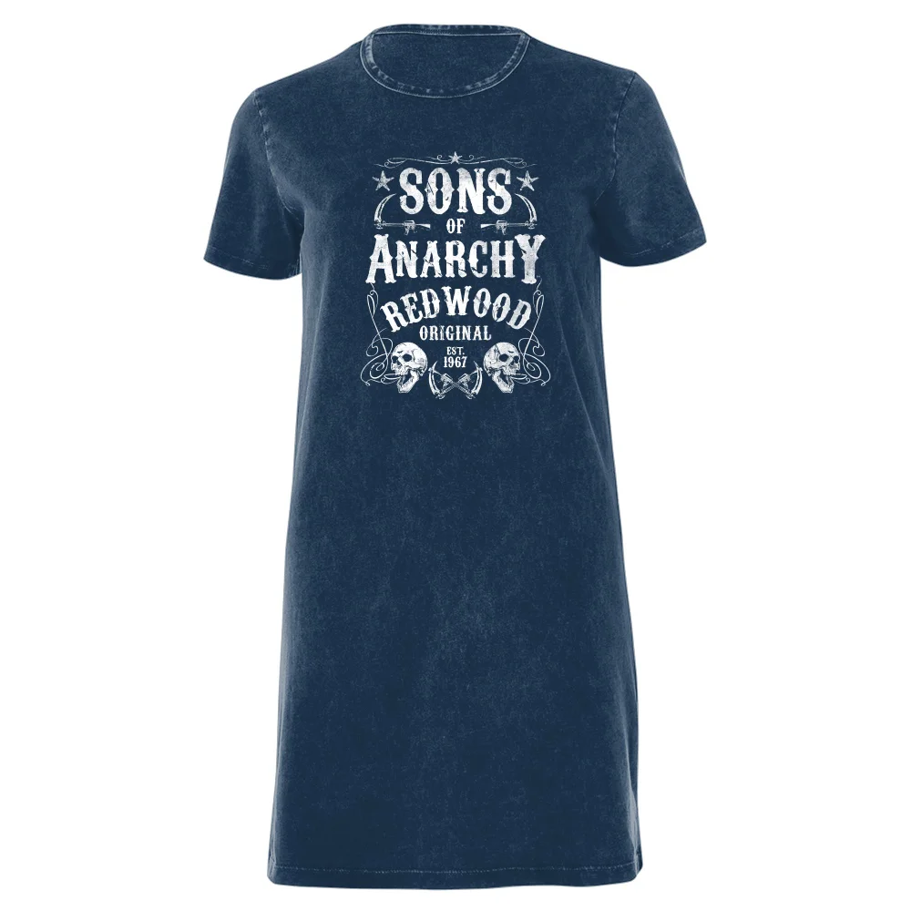 Sons of Anarchy Redwood Original Women's T-Shirt Dress - Navy Acid Wash - XXL - Navy Acid Wash Image 1
