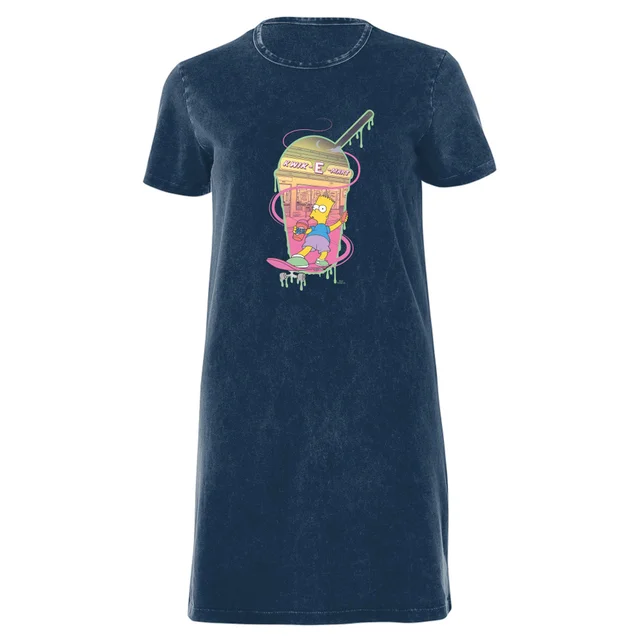 The Simpsons Squishee Women's T-Shirt Dress - Navy Acid Wash