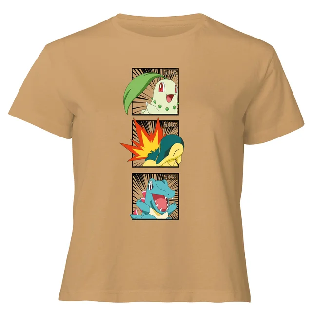 Pokemon Generation 2 Starters Women's Cropped T-Shirt - Tan