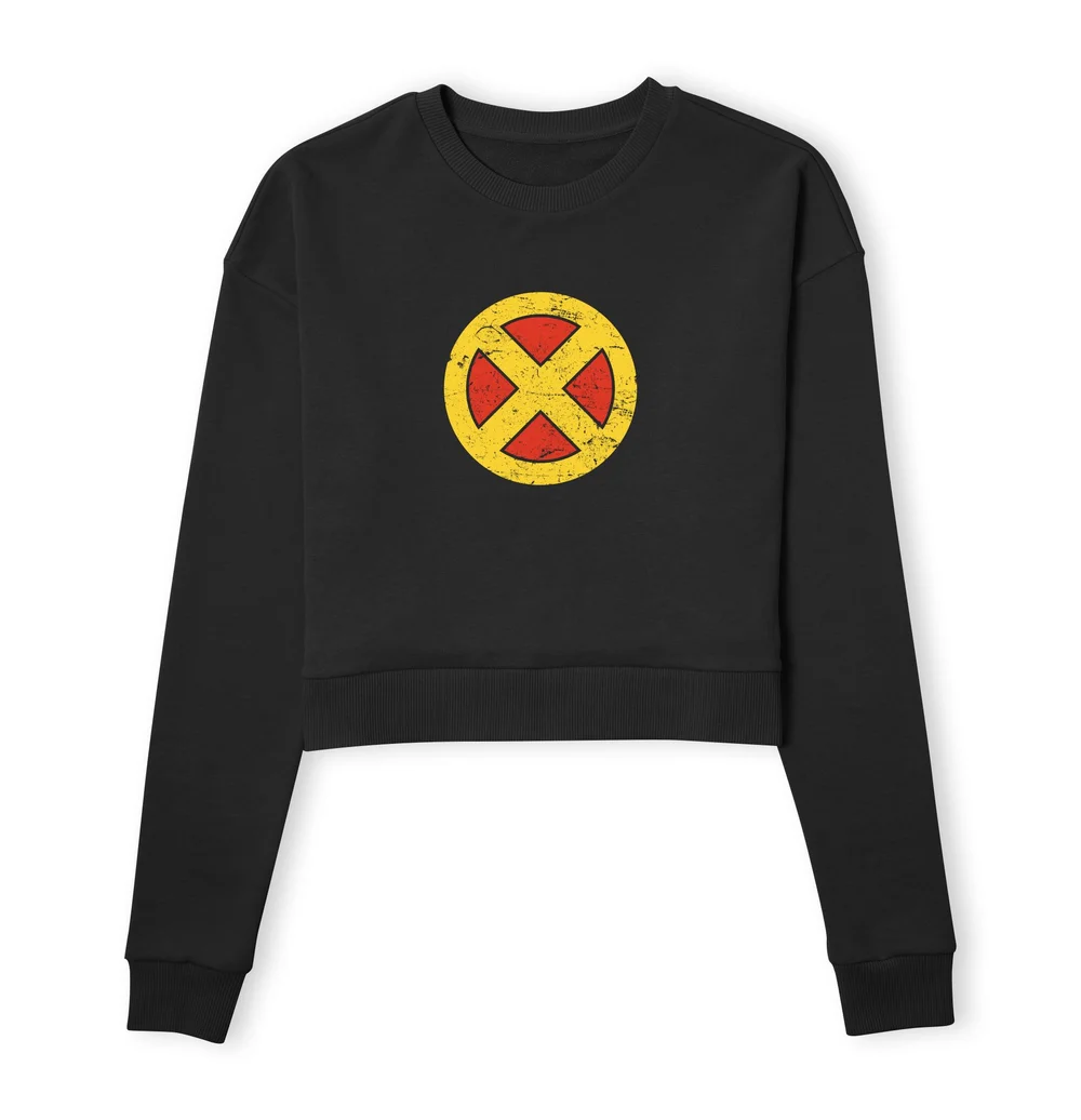 X-Men Emblem Drk Women's Cropped Sweatshirt - Black - XS Image 1