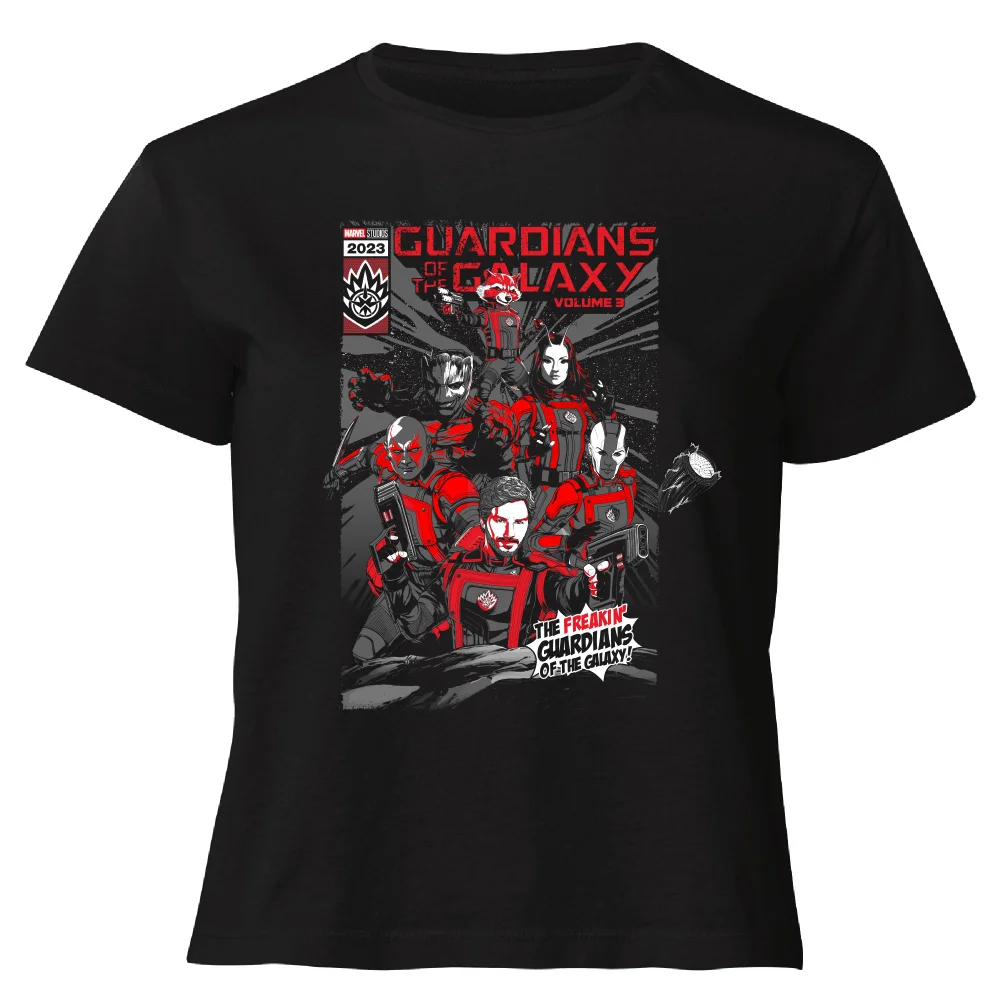 Guardians of the Galaxy The Freakin' Comic Book Cover Women's Cropped T-Shirt - Black - XS Image 1