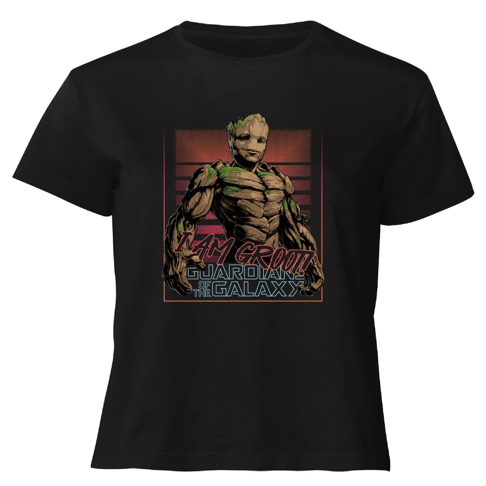 Guardians of the Galaxy I Am Retro Groot! Women's Cropped T-Shirt - Black - XS Image 1