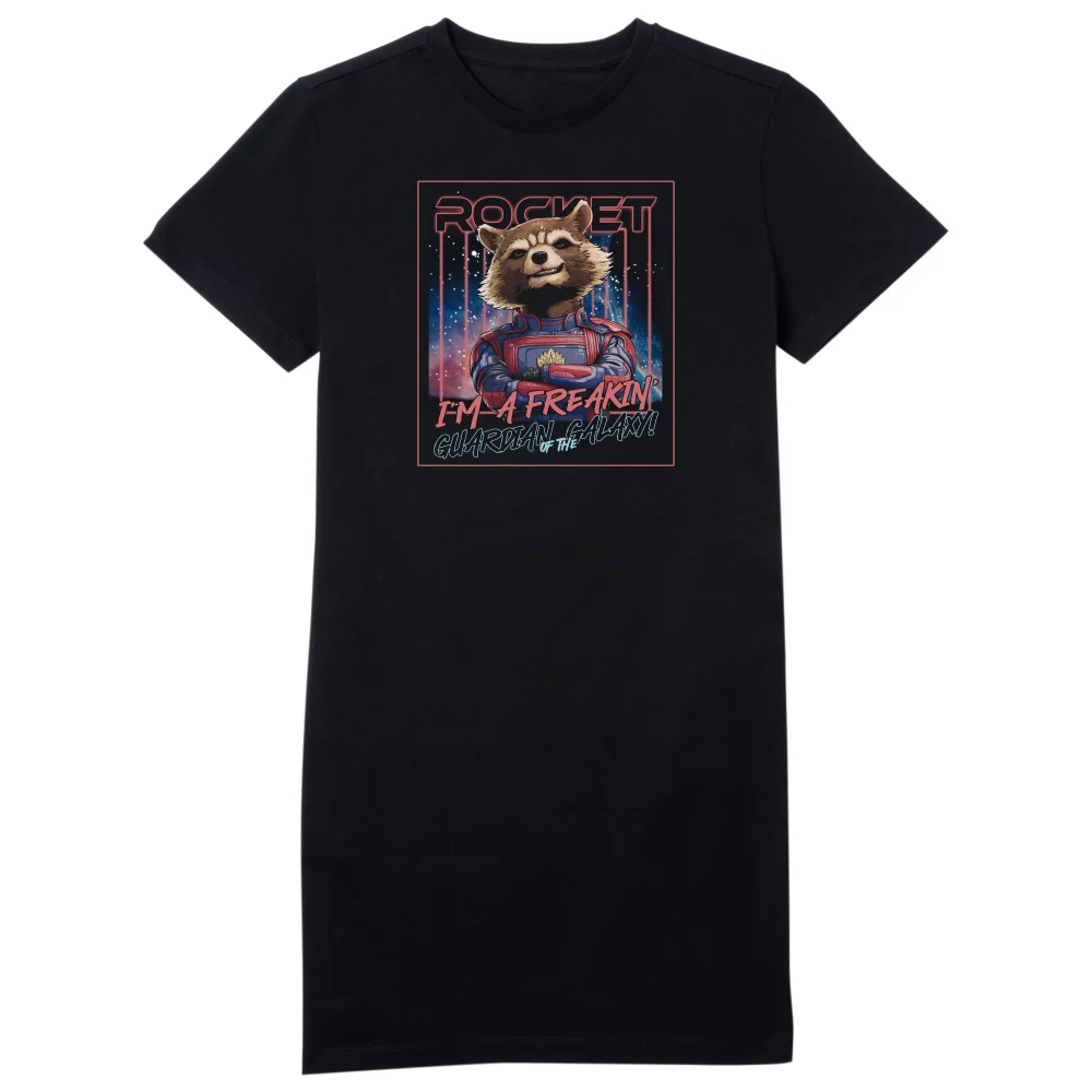 Guardians of the Galaxy Glowing Rocket Raccoon Women's T-Shirt Dress - Black - L Image 1