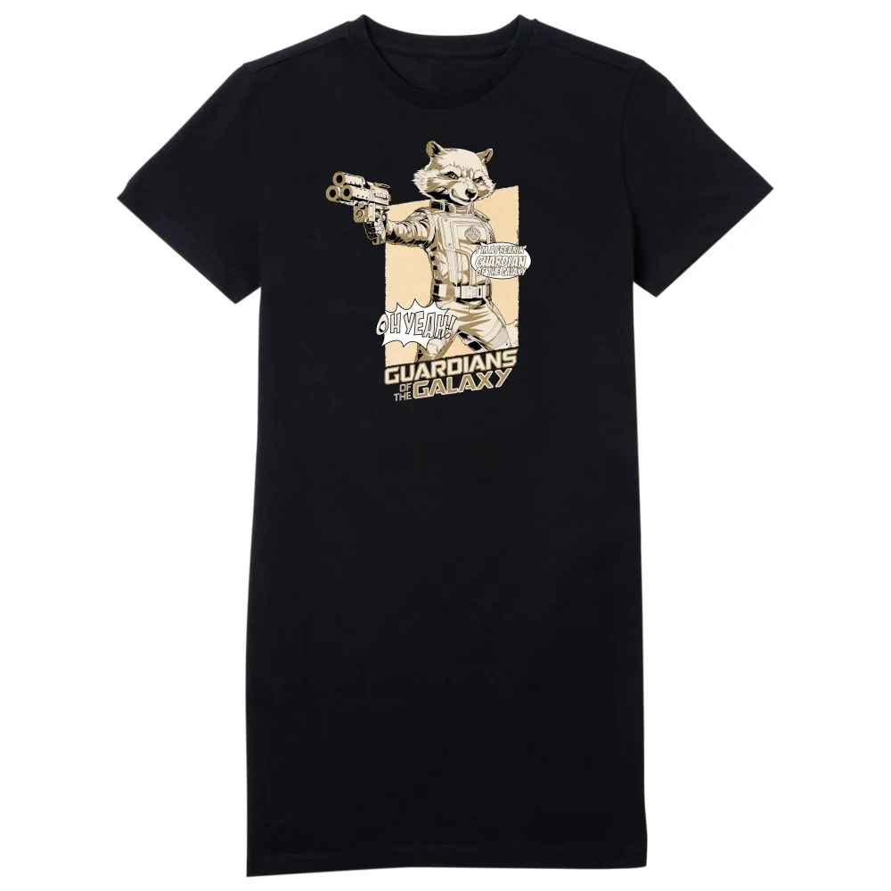 Guardians of the Galaxy Rocket Raccoon Oh Yeah! Women's T-Shirt Dress - Black - L Image 1