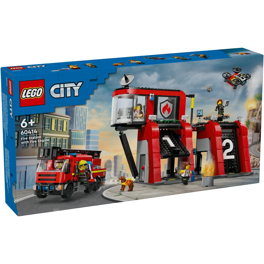 LEGO City Fire Station with Fire Engine Toy Playset 60414 Image 1