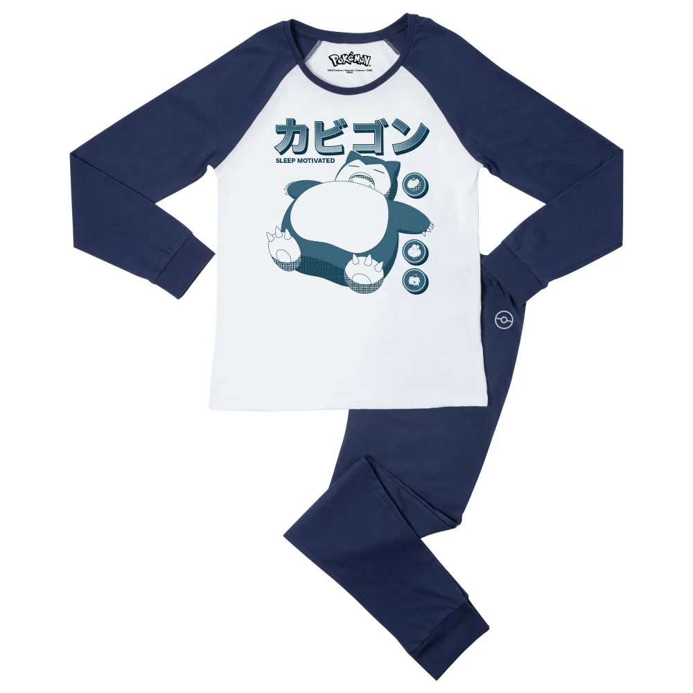 Pokémon Snorlax Sleep Motivated Pyjama Set - Navy White - M - Navy White Image 1