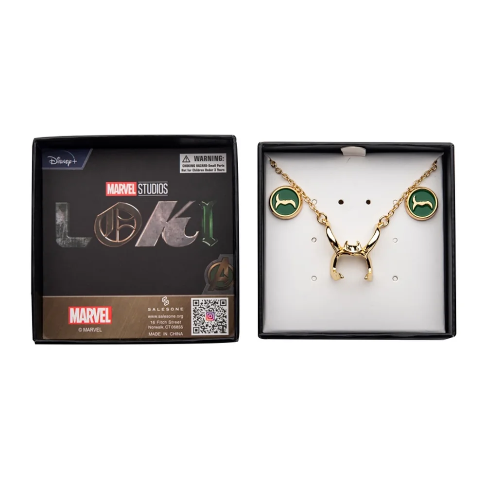 SalesOne Marvel Loki & Sylvie Crowns Necklace & Earrings Set Image 1