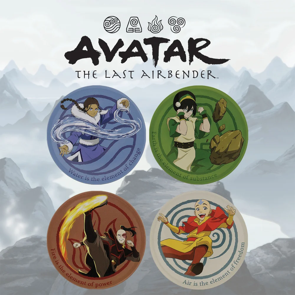 Avatar the Last Airbender Set of 4 Embossed Metal Coasters By Fanattik Image 1