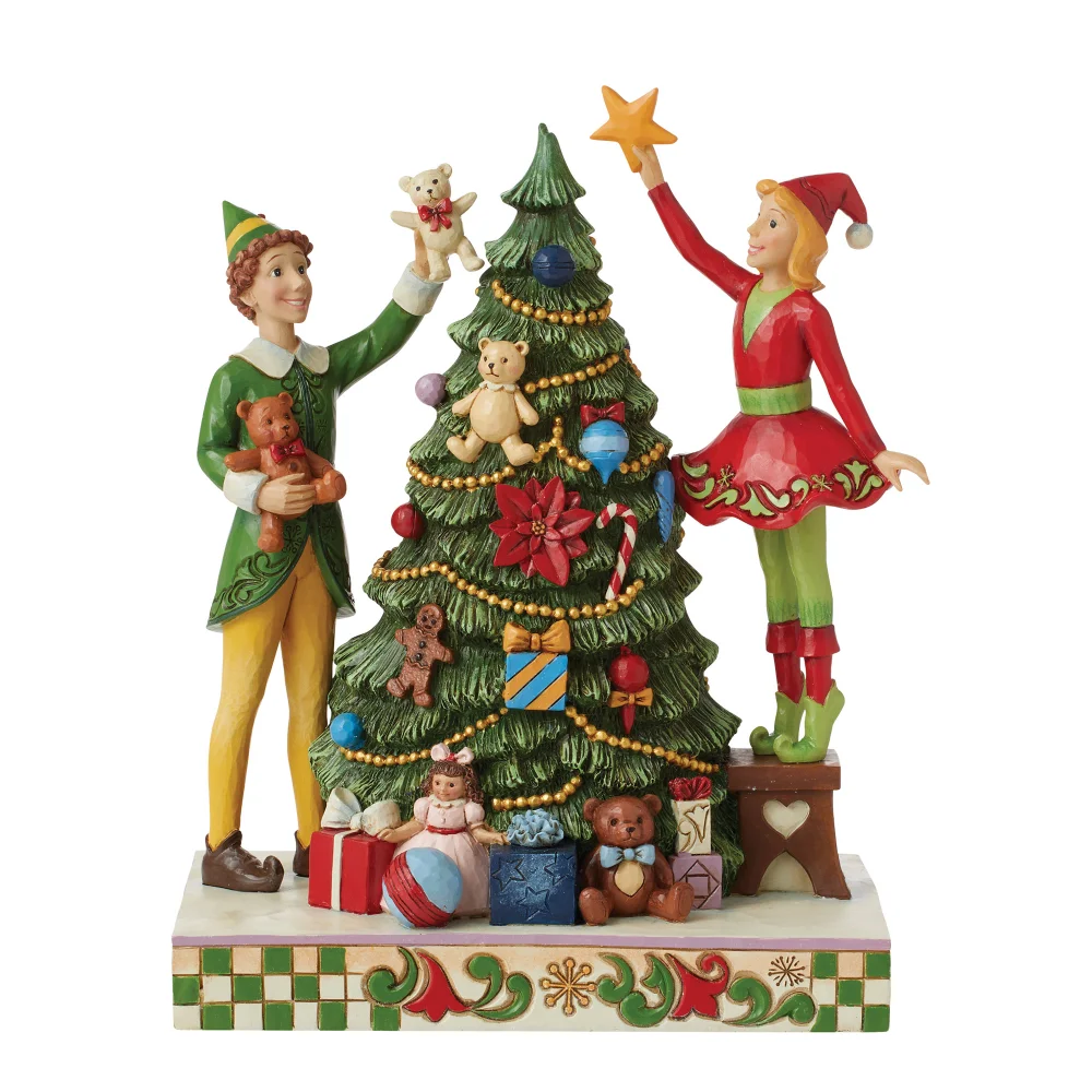 Enesco Elf by Jim Shore Treat Every Day like Christmas (Buddy with Jovie Decorating Tree Figurine) (23cm) Image 1