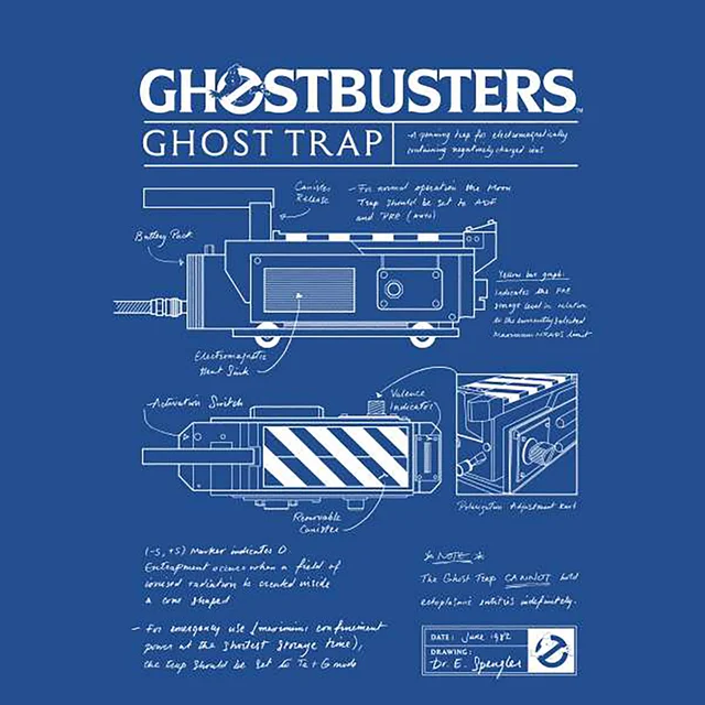 Ghostbusters Ghost Trap Schematic Men's T-Shirt - Blue