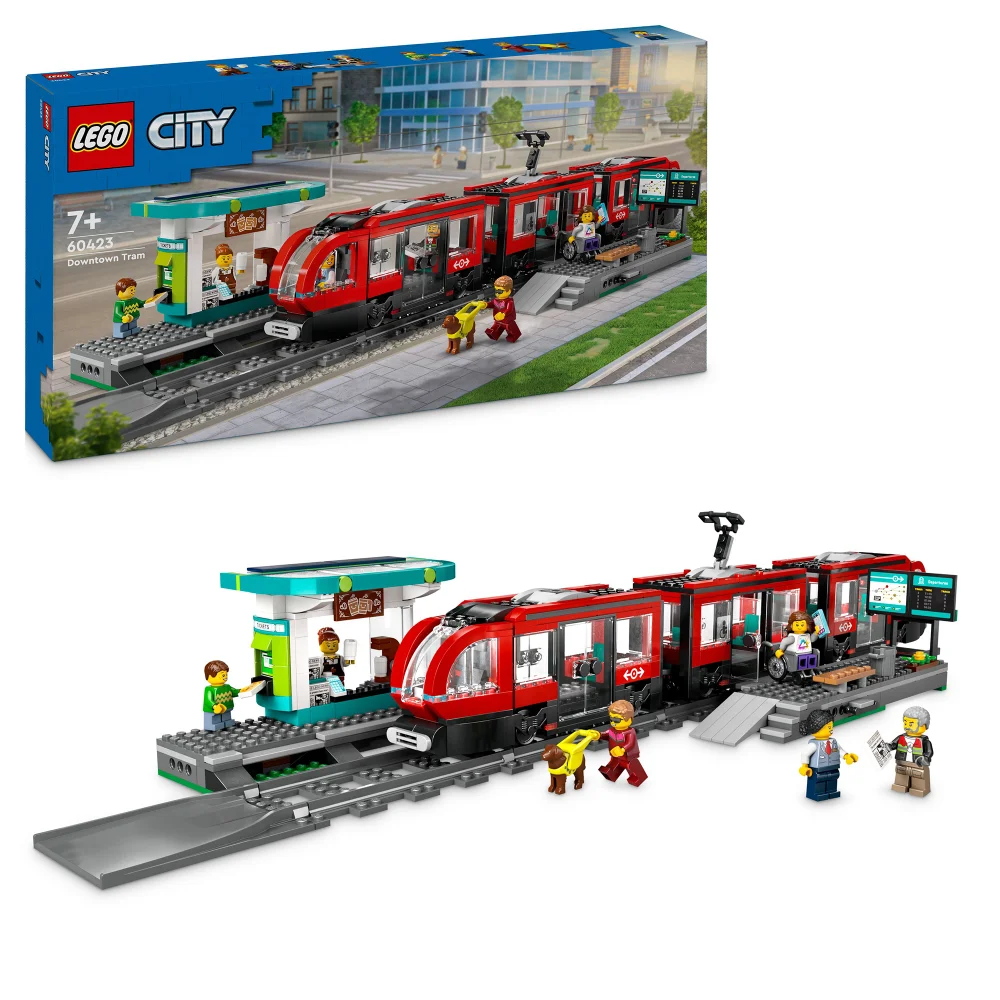 LEGO City Downtown Tram and Station Building Toy Set 60423 Image 1