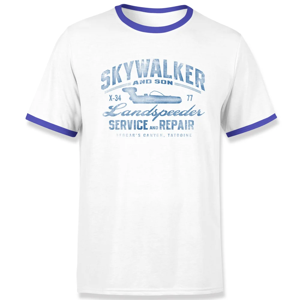 Star Wars Skywalker Landspeeder Repair Unisex Ringer T-Shirt - White/Navy - S Image 1