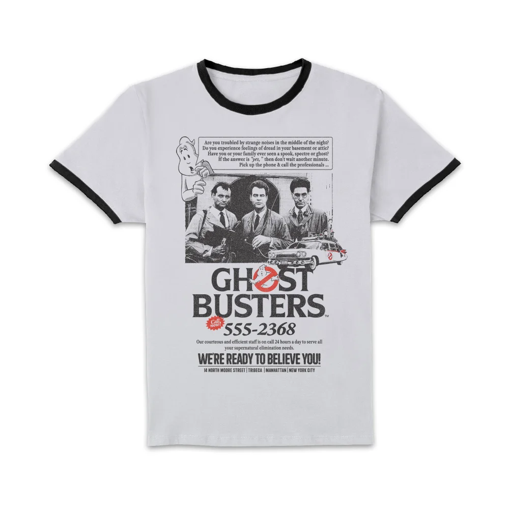 Ghostbusters Vintage Advert Unisex Ringer T-Shirt - White/Black - XS Image 1