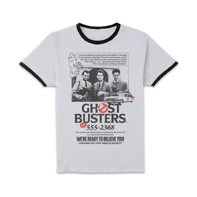 Ghostbusters Vintage Advert Unisex Ringer T-Shirt - White/Black
