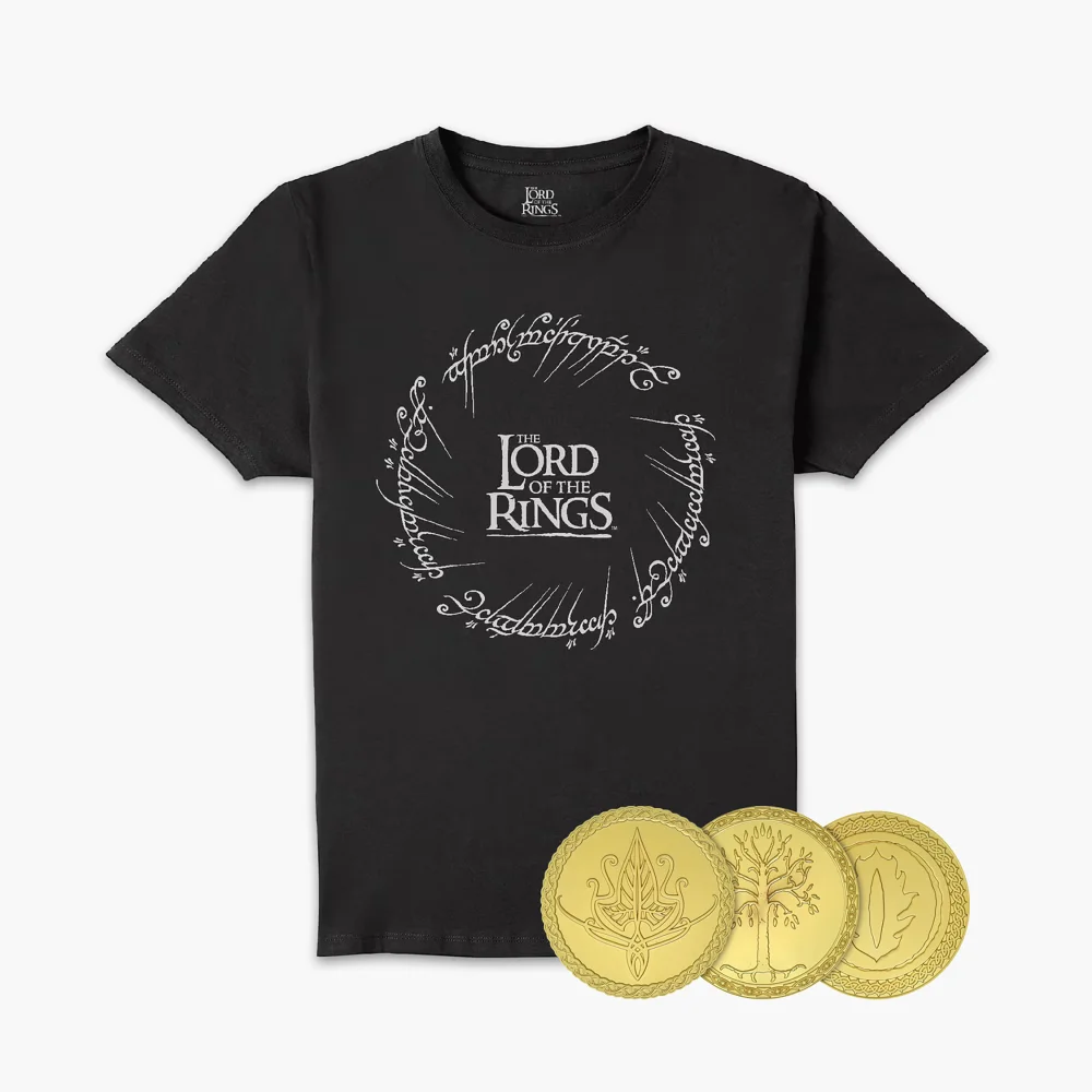 Lord Of The Rings Golden Coins & T-Shirt Bundle - M Image 1