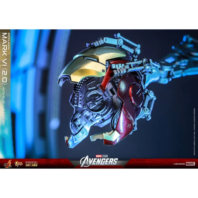 Hot Toys 1:6 Scale Marvel Iron Man Mark VI (2.0) with Suit-Up Gantry Statue