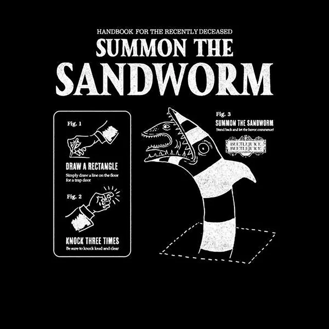 Beetlejuice Sandworm Instructional Unisex T-Shirt - Black