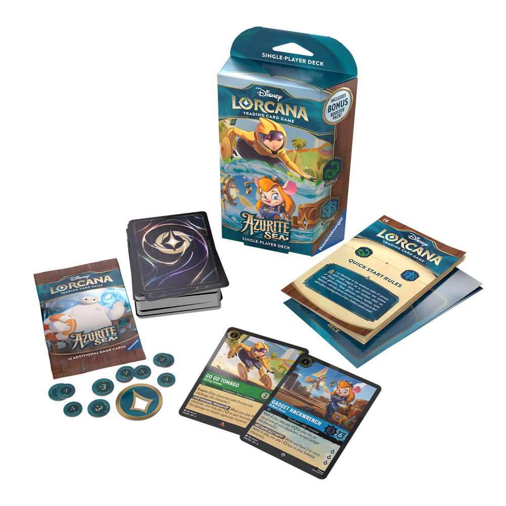 Disney Lorcana Trading Card Game Azurite Sea Emerald & Sapphire Starter Deck Image 1