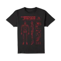 The Terminator T-800 Schematic Unisex T-Shirt - Black