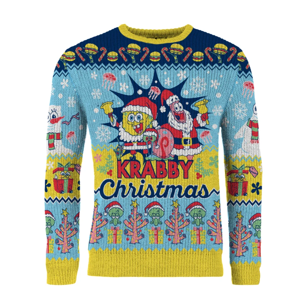 Spongebob Squarepants Krabby Christmas Knitted Christmas Jumper - S Image 1