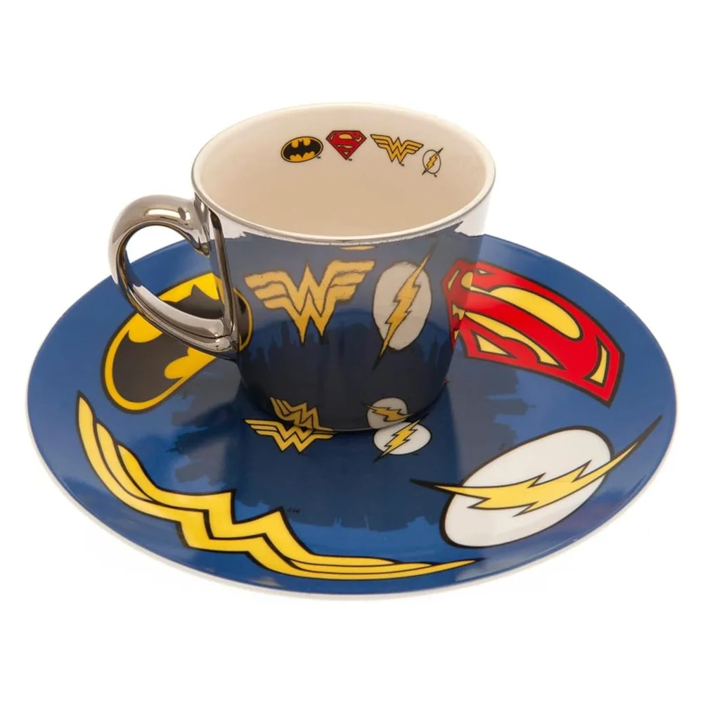 DC Comics Logo Collectors Plate & Mirror Mug Set Image 1