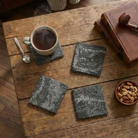 Lord Of The Rings Middle Earth Map Engraved Slate Coaster Set