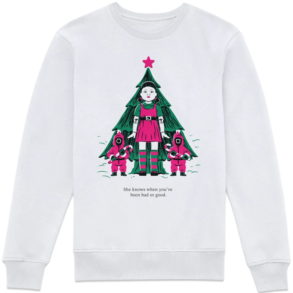 Squid Game She Knows If You've Been Bad Or Good Sweatshirt - White - S Image 1