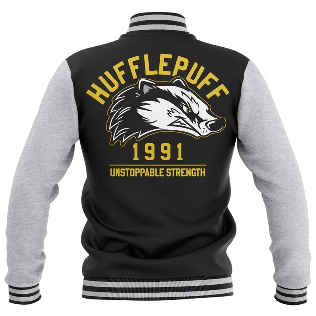 Harry Potter Hufflepuff Varsity Jacket - Black/Grey