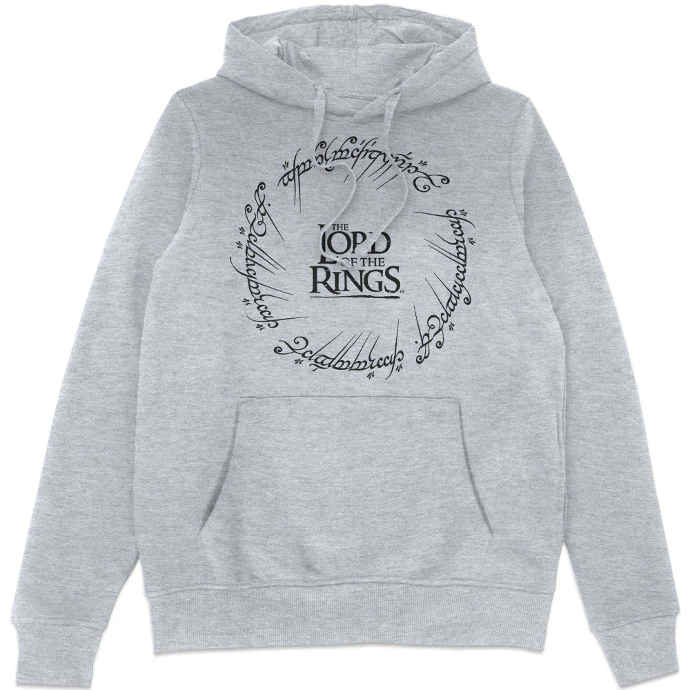 Lord Of The Rings Ring Logo Hoodie - Grey - M Image 1