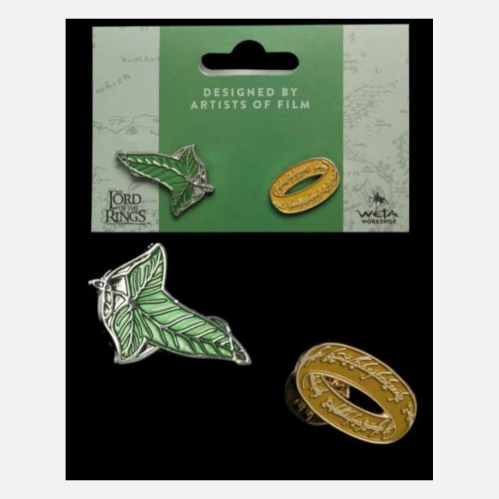 Weta Workshop Lord of the Rings Collectors Pins 2-Pack Elfen Leaf & One Ring Image 1