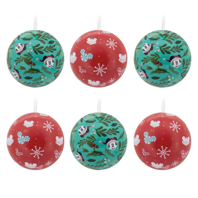 Hallmark Disney Mickey & Minnie Mouse Tin Ball Christmas Ornaments, Pack of 12