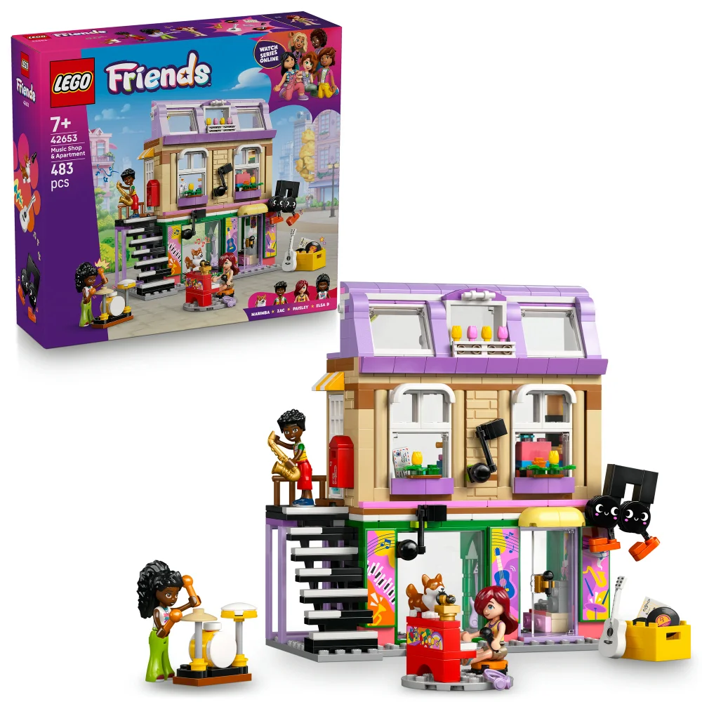 LEGO® Friends Music Shop & Apartment Building Set Pretend-Play Toy 42653 Image 1