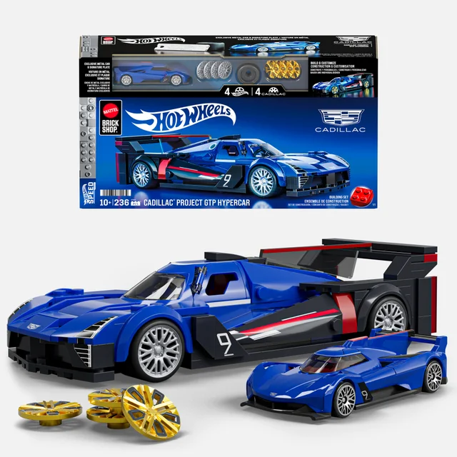 Mattel Brick Shop Hot Wheels Speed Cadillac Project GTP Hyper Car Building Set