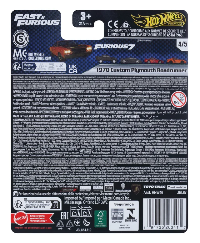 Hot Wheels Premium Fast & Furious Mix 3 70 Plymouth Roadrunner